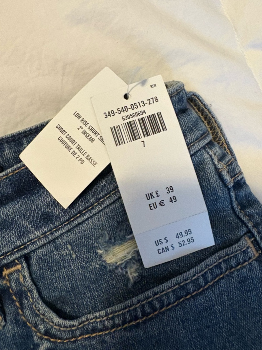 Hollister Dark Blue Denim Cutoff Shorts with Neon Paint Lightning - Picture 5 of 10